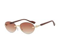 JRLLFD Luxury Oval Frameless Sunglasses Fashion Gradient Outdoor Uv400