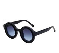 JRLLFD Luxury Round Women Sunglasses Fashion Small Frame Men Outdoor Party Uv400(Black Gray Blue)