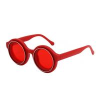 JRLLFD Luxury Round Women Sunglasses Fashion Small Frame Men Outdoor Party Uv400(Red Red)