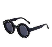 JRLLFD Luxury Round Women Sunglasses Fashion Small Frame Men Outdoor Party Uv400(Sand Black Gray)