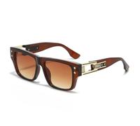 JRLLFD Men Sunglasses Shades Uv400 Retro Rivets Women Gradient Hollow(Brown tea gradient)