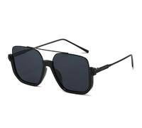 JRLLFD Metal Double Bridges Sunglasses Women Men Luxury Outdoor Driving Uv400(Black Gray)