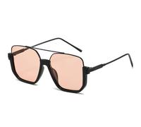 JRLLFD Metal Double Bridges Sunglasses Women Men Luxury Outdoor Driving Uv400(Black Pink)