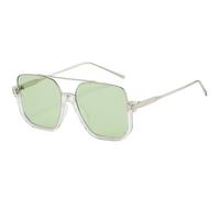 JRLLFD Metal Double Bridges Sunglasses Women Men Luxury Outdoor Driving Uv400(Silver Clear Green)
