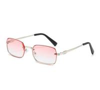 JRLLFD Metal Small Frame Women Sunglasses Luxury Retro Men Outdoor Summer Uv400(Silver Gradient Pink)