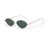 JRLLFD Oval Polarized Sunglasses for Women Luxury Metal Frame Men Classic Vintage Uv400(C5 sliver green)