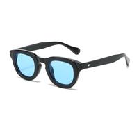 JRLLFD Oval Sunglasses Women Rivets Shades Uv400 Vintage Round Men Fashion Luxury Gray Leopard(black blue)