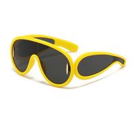 JRLLFD Oversized One Piece Sunglasses Women Retro Punk Shades UV400 Men Rivets Mirror Driving Goggles,yellow gray,one size