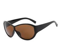 JRLLFD Oversized Punk Sunglasses Women One Piece Men Outdoor Sports Classic Windproof Uv400(Black Brown)