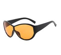 JRLLFD Oversized Punk Sunglasses Women One Piece Men Outdoor Sports Classic Windproof Uv400(Black Yellow)
