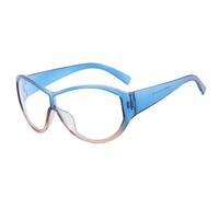 JRLLFD Oversized Punk Sunglasses Women One Piece Men Outdoor Sports Classic Windproof Uv400(Blue Tea Clear)