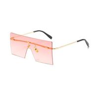 JRLLFD Oversized Rimless Sunglasses Women Men Luxury for Ladies Fashion Outdoors Uv400(Gold Gradient Pink)