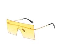 JRLLFD Oversized Rimless Sunglasses Women Men Luxury for Ladies Fashion Outdoors Uv400(Gold Gradient Yellow)