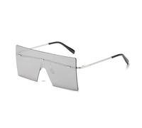 JRLLFD Oversized Rimless Sunglasses Women Men Luxury for Ladies Fashion Outdoors Uv400(Silver Silver)