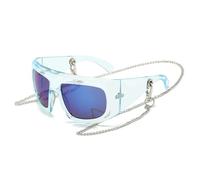 JRLLFD Oversized Sunglasses Women Men Fashion Chain Decoration Outdoor Driving Uv400(Blue Blue)