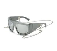JRLLFD Oversized Sunglasses Women Men Fashion Chain Decoration Outdoor Driving Uv400(Silver Silver)