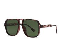 JRLLFD Oversized Sunglasses Women Retro Tortoiseshell Double Bridge Shades Luxury Ladies(C-5)