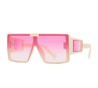 JRLLFD Oversized Sunglasses Women Steampunk One Piece Men Vintage Big Frame Uv400(Beige Pink)