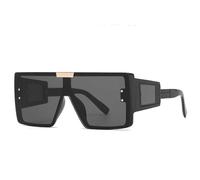 JRLLFD Oversized Sunglasses Women Steampunk One Piece Men Vintage Big Frame Uv400(Black Black)