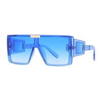 JRLLFD Oversized Sunglasses Women Steampunk One Piece Men Vintage Big Frame Uv400(Blue Blue)