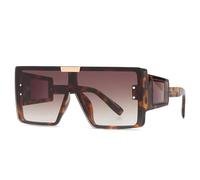 JRLLFD Oversized Sunglasses Women Steampunk One Piece Men Vintage Big Frame Uv400(Leopard Brown)