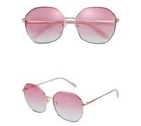 JRLLFD Oversized Sunglasses Women Uv400 Driving Eyewear Ladies Clear Visual(002 GOLD)