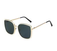 JRLLFD Oversized Vintage Women Sunglasses Fashion Metal Frame Men Sunglass Outdoor Summer Female Uv400(Gold White Gray)
