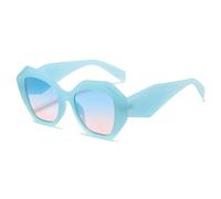 JRLLFD Polygon Sunglasses for Women Square Vintage Punk Irregular Glasses, Blue, pink, One Size