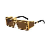 JRLLFD Punk Sunglasses Women Men Vintage Luxury Steampunk Women Fashion Driving Uv400(Black Brown)