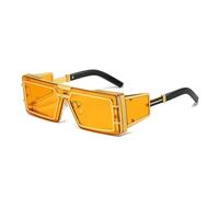 JRLLFD Punk Sunglasses Women Men Vintage Luxury Steampunk Women Fashion Driving Uv400(Black Orange)