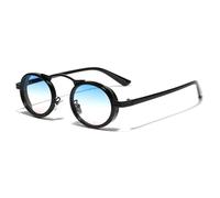JRLLFD Punk Sunglasses Women's Fashion Oval Vintage Metal Frame Shades Small Female Uv400(Blue)