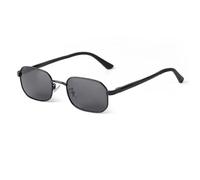 JRLLFD Rectangle Polarized Sunglasses Retro Small Narrow Frame Tinted Sunnies Shades Uv400(C1 BLACK)