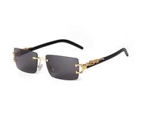 JRLLFD Rectangle Rimless Sunglasses Women Men Luxury Metal Leg Gradient Gray Lens Shades(1)