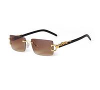 JRLLFD Rectangle Rimless Sunglasses Women Men Luxury Metal Leg Gradient Gray Lens Shades(2)
