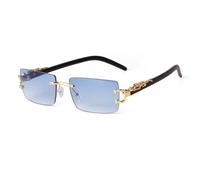 JRLLFD Rectangle Rimless Sunglasses Women Men Luxury Metal Leg Gradient Gray Lens Shades(4)