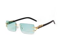 JRLLFD Rectangle Rimless Sunglasses Women Men Luxury Metal Leg Gradient Gray Lens Shades(5)