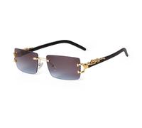 JRLLFD Rectangle Rimless Sunglasses Women Men Luxury Metal Leg Gradient Gray Lens Shades(6)