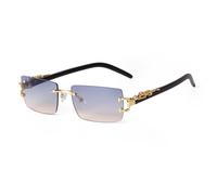 JRLLFD Rectangle Rimless Sunglasses Women Men Luxury Metal Leg Gradient Gray Lens Shades(7)