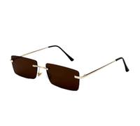 JRLLFD Rectangular Ladies Sunglasses Retro Men's Frameless Polarized Woman Gradient Uv400(Gray Brown)