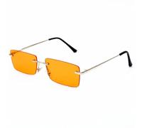 JRLLFD Rectangular Ladies Sunglasses Retro Men's Frameless Polarized Woman Gradient Uv400(Gray Orange)