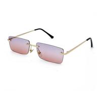 JRLLFD Rectangular Ladies Sunglasses Retro Men's Frameless Polarized Woman Gradient Uv400(Purple Pink)