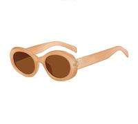 JRLLFD Retro Oval Small Frame Women Sunglasses Luxury Men Driving Windproof Uv400(Tea Brown)