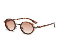 JRLLFD Retro Oval Sunglasses for Women Men Fashion Metal Small Frame Punk Uv400(Leopard)