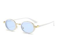 JRLLFD Retro Oval Sunglasses for Women Men Fashion Metal Small Frame Punk Uv400(White)