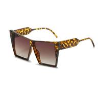 JRLLFD Retro Oversized Sunglasses Women Men Fashion Luxury Large Frame Shades Outdoors Uv400(Leopard Gradient Tea)