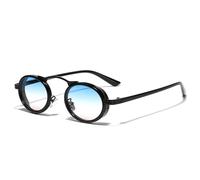 JRLLFD Retro Punk Sunglasses Women Small Oval Gradient Shades Uv400 Men Semi-metal(Black blue gradient)