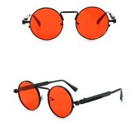 JRLLFD Retro Round Punk Sunglasses for Men Vintage Steampunk Women Fashion(7)