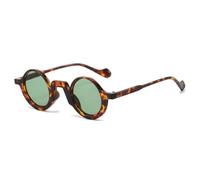 JRLLFD Retro Round Sunglasses Men Women Fashoin Small Size Sun Shades Casual(leopard green)