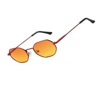 JRLLFD Retro Small Polygon Polarized Sunglasses for Men and Women Uv400 Driving Eyewear(08 BURGUNDY)