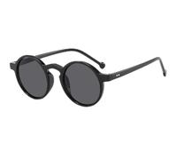 JRLLFD Retro Small Round Women Sunglasses Fashion Classic Men Outdoor Driving Uv400(Black Grey)